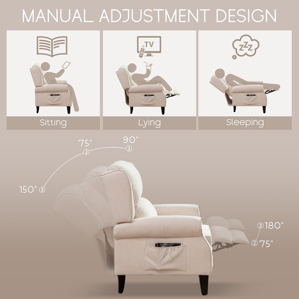 HOMYKA Polyested Upholstered Pushback Recliner Accent Chair