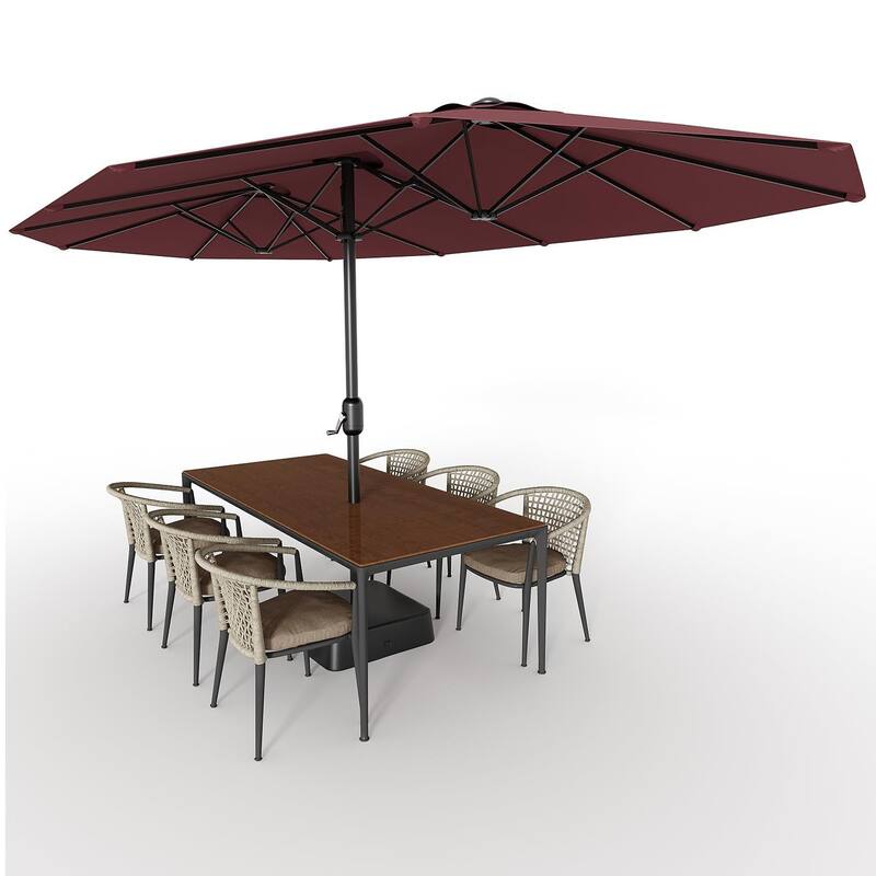 Coromose 15ft Large Patio Umbrella with Base, UV Protection, for Sun Safety