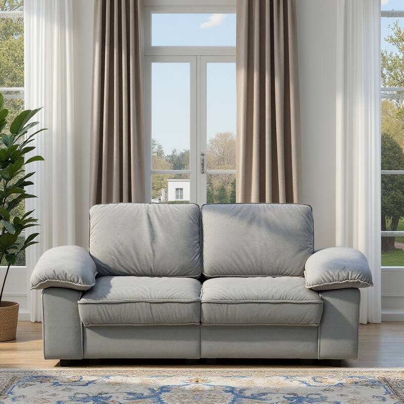 79" Loveseat Sofa Couch with Under-Seat Storage, Elegant 2-Seater Settee with Pillow Top Armrests for Living Room - Gray