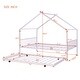 preview thumbnail 4 of 12, Full Size House-shaped Bed Pink Frame with Trundle and Roof