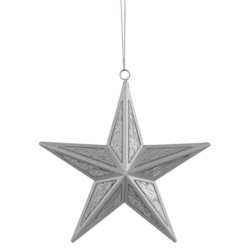 Speckled Style Hanging Star Christmas Ornament - 5.5" - Silver