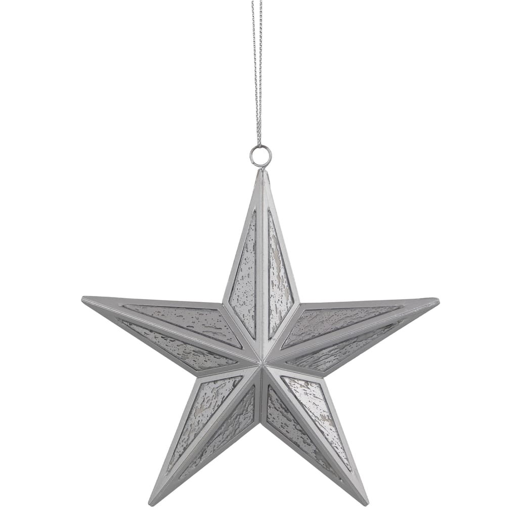 Speckled Style Hanging Star Christmas Ornament - 5.5" - Silver