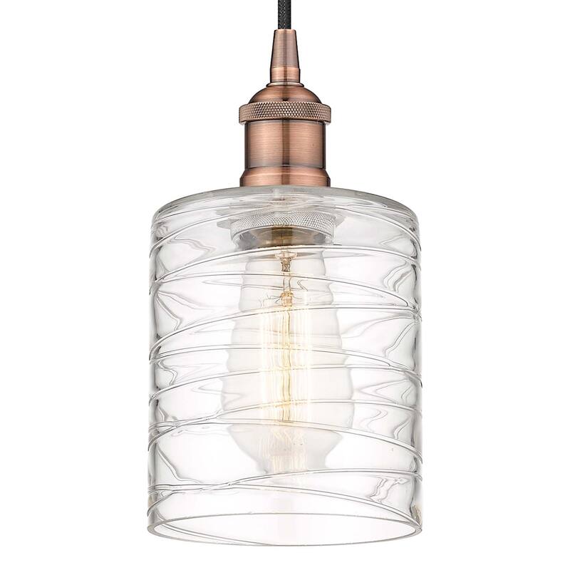 Innovations Lighting 616-1P-8-5 Cobbleskill Pendant Cobbleskill 5" - Antique Copper / Deco Swirl
