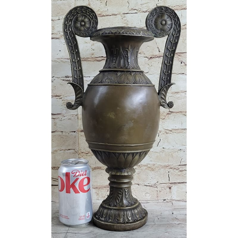 Elegant Ornate Bronze Planter Vase Sculpture Statue Decor Outdoor Indoor Signed Art