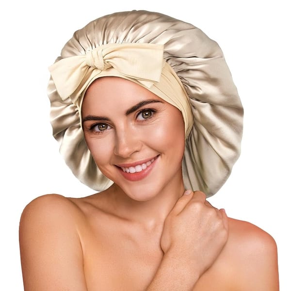 100% 22 Momme Mulberry Silk Bonnet for Sleeping Women Large Double Layer Hair 22 Momme Mulberry Silk Bonnet for Sleeping Women Larger  main image 2