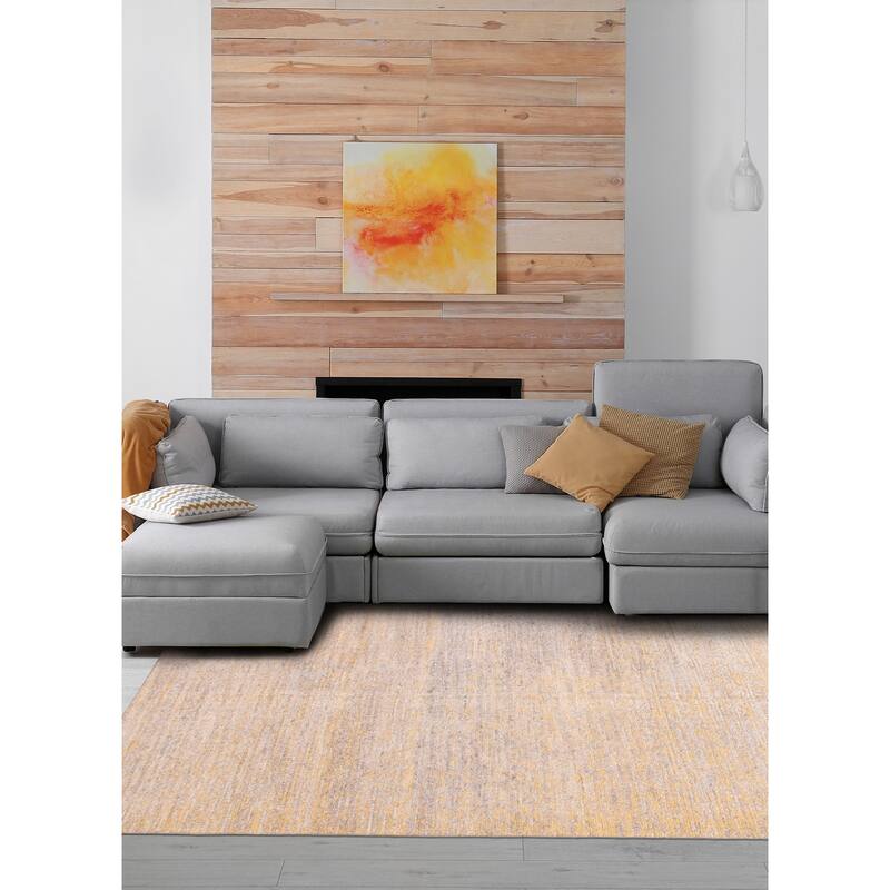 ECARPETGALLERY Hand-knotted Loreto Grey Silk Rug - 8'9 x 6'2