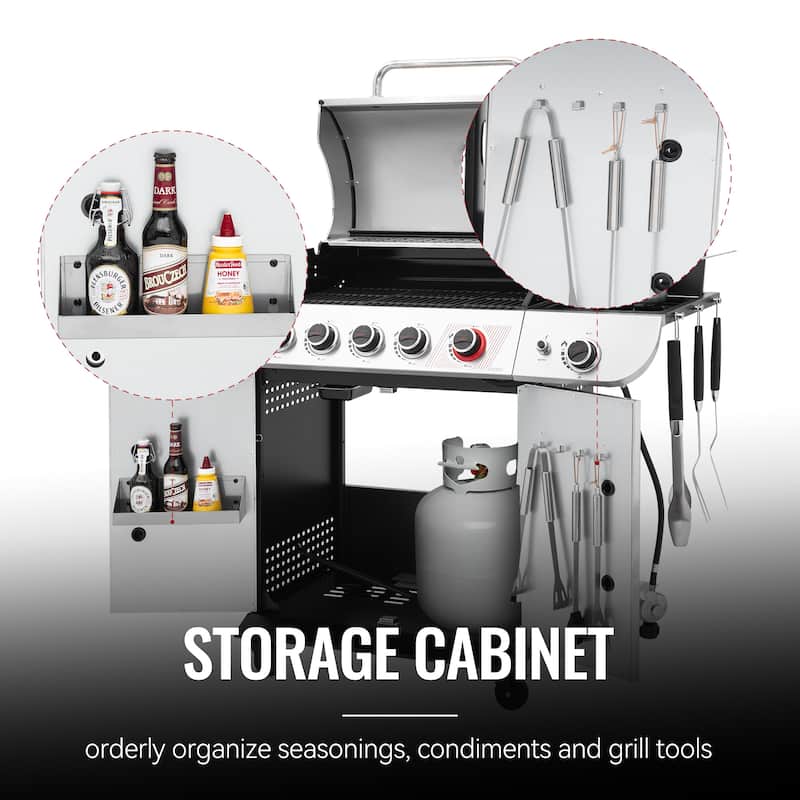 Royal Gourmet 5-Burner Gas Grill with Sear Burner and Side Burner