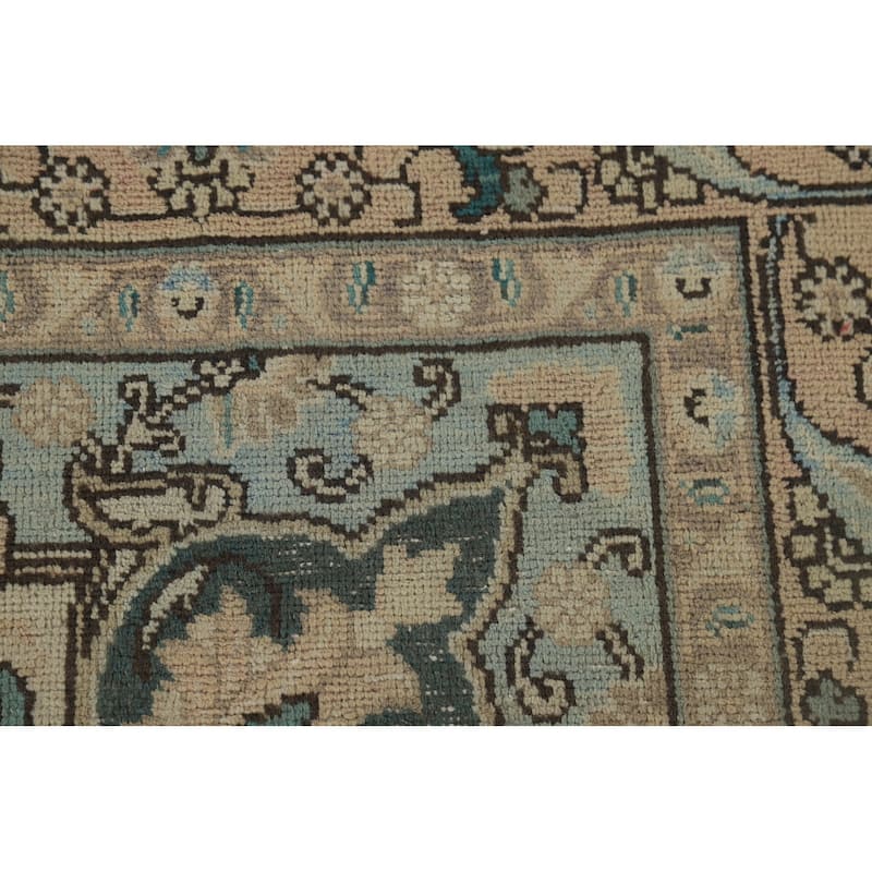 Peach Tabriz Vintage Persian Area Rug Hand-Knotted Wool Carpet - 6'8" x 9'8"