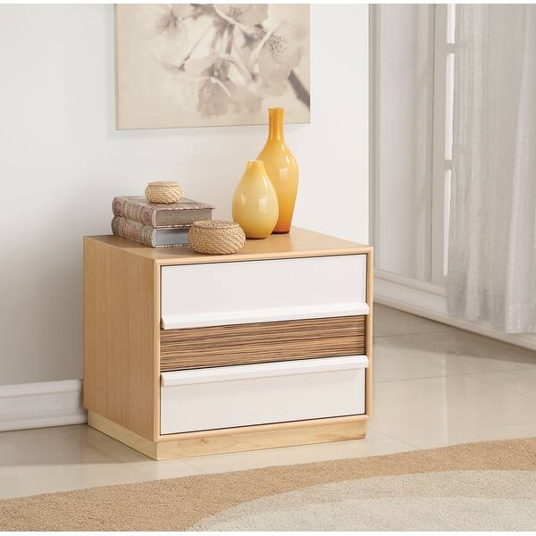 Shop Black Friday Deals On Wooden Nightstand With Two Drawers White Natural Wood Brown On Sale Overstock 25350146