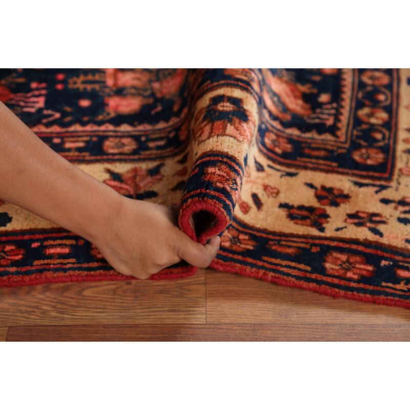 Blue Sirjan Persian Vintage Area Rug Hand-Knotted Wool Carpet - 4'6"x 6'3"