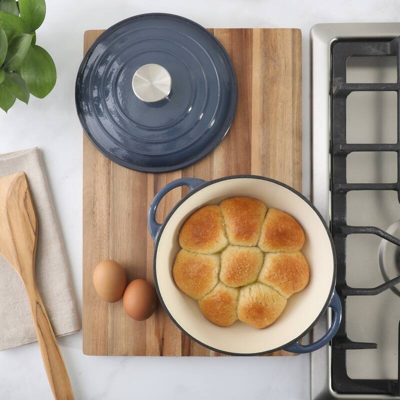 Gibson Home 2.65 Qt Enameled Cast Iron Dutch Oven Pot with Lid - Round, Ideal for Bread Baking & Stews