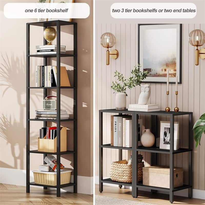 6 Tier Tall Book Shelf - 10.7"D x 15"W x 65.3"H