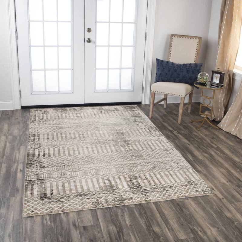 Alora Decor Graystone Contemporary Natural Polyester Area Rug