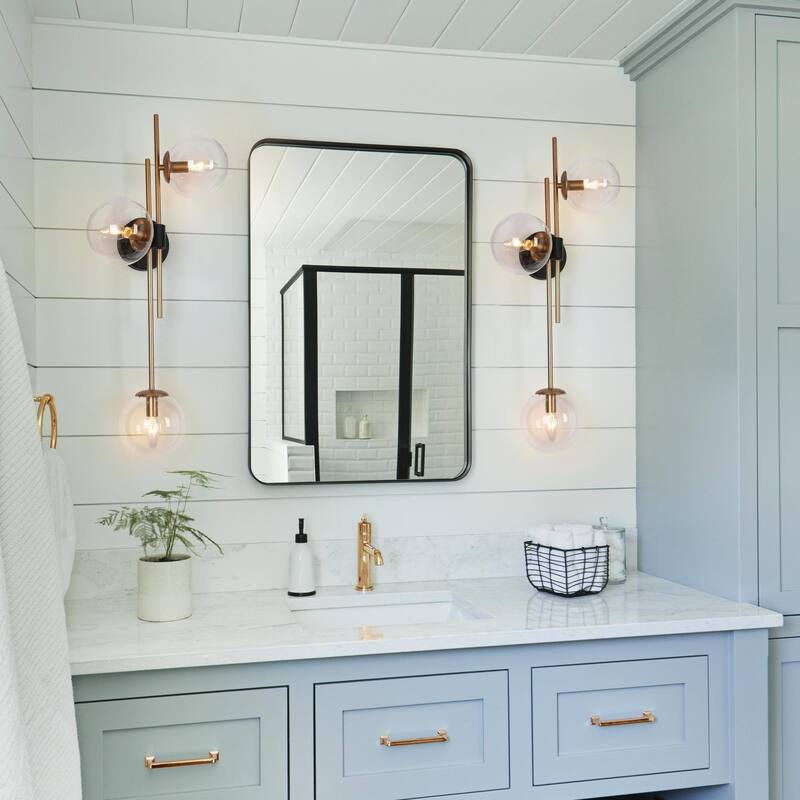 Bola Modern Gold 3-Light Chandelier Orb Glass Vanity Lights Wall Sconces