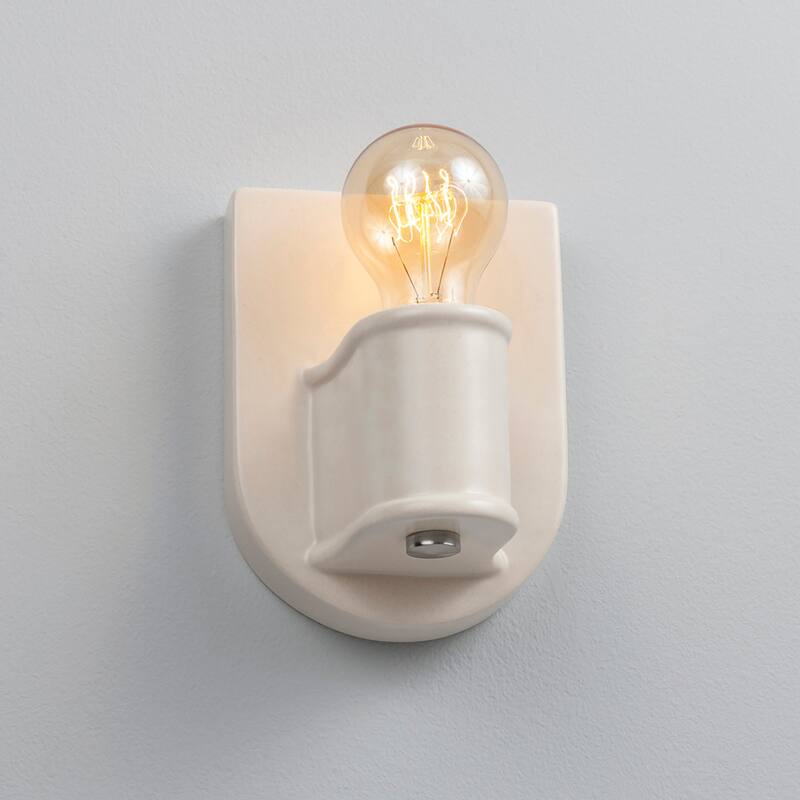 Ceramic Nouveau Wall Sconce - Matte White/Brushed Nickel