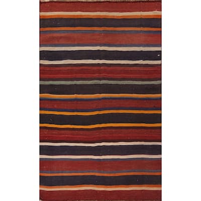Striped Kilim Persian Area Rug Hand-Woven Wool Carpet - 5'9"x 8'8"