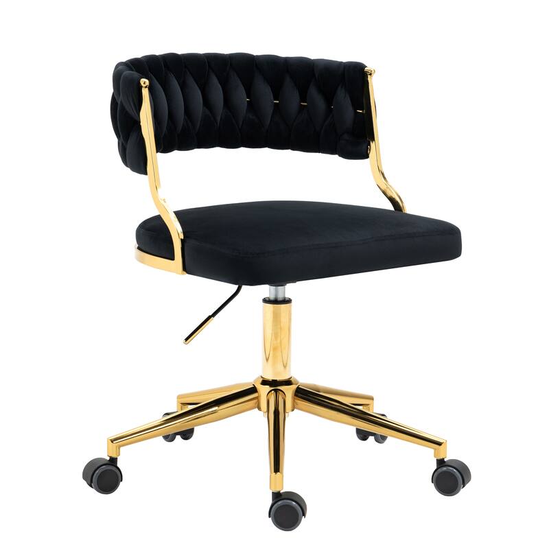 Velvet Home Desk Chair Office Swivel Chair with Wheels and Gold Base