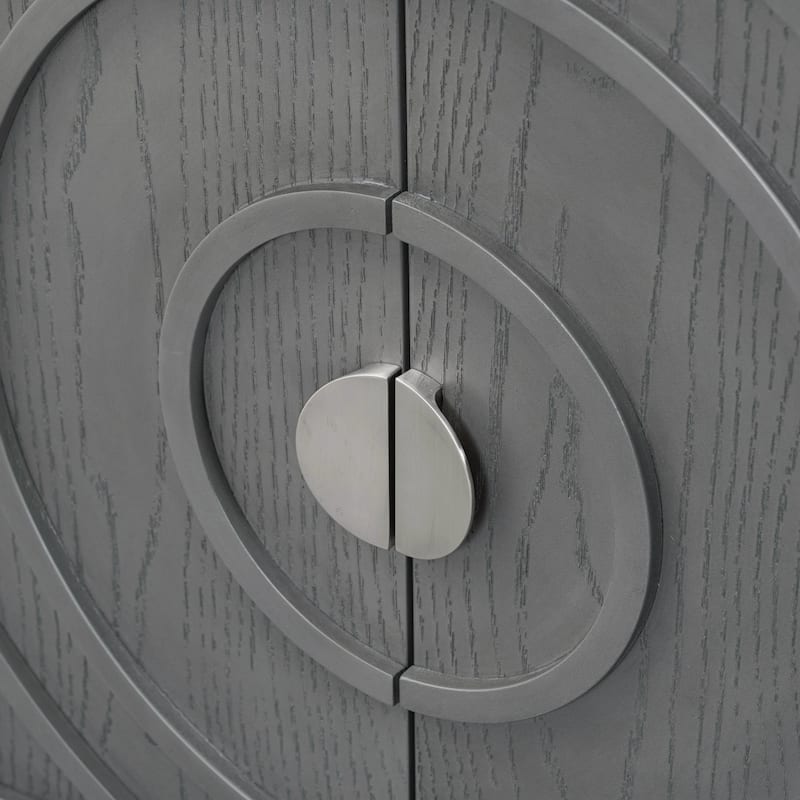 60" Sideboard with Circular Groove Design Metal Handle