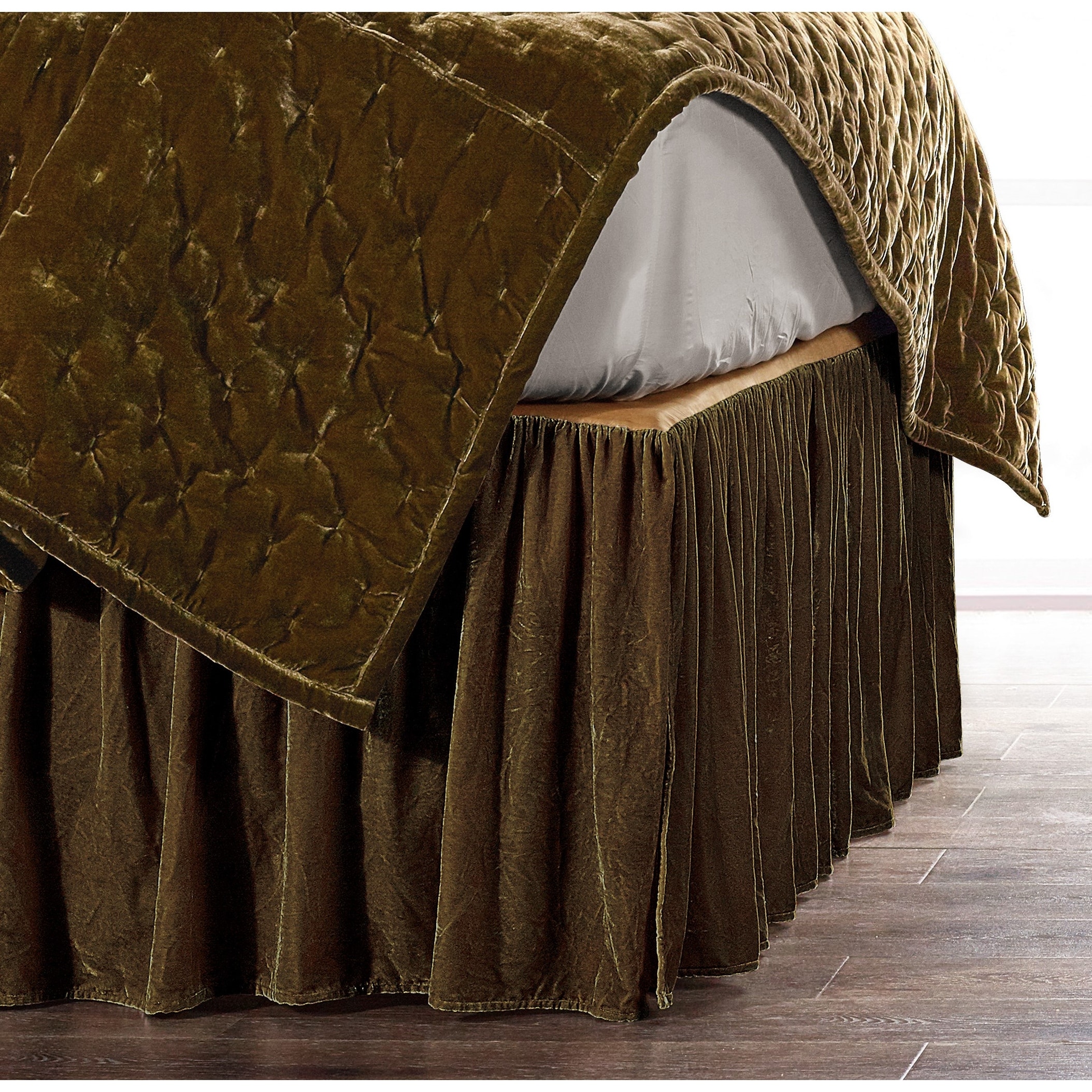 HiEnd Accents Stella Faux Silk Velvet Romantic Western Bedding 1 Piece Bed Skirt