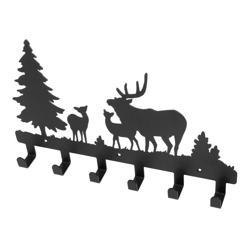 Wall-Mounted Metal Coat Hooks Moon Cloud Deer Decorative Rack - 15.7" x 9.1"