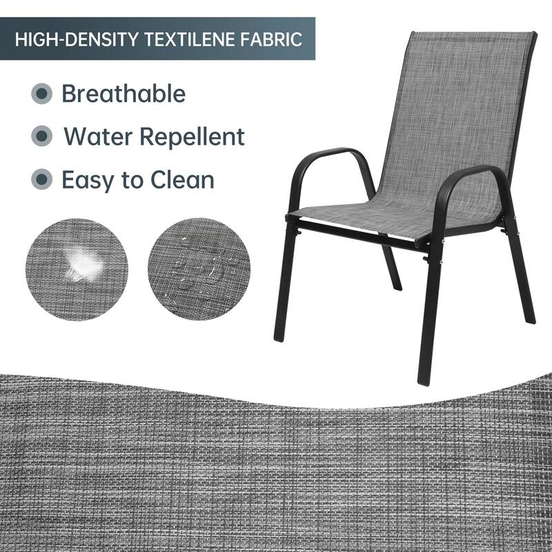 5/7 Pieces Patio Dining Set with Stackable Chairs & Rectangle Fire Table for 4/6 Person, Outdoor Firepit Dining Set