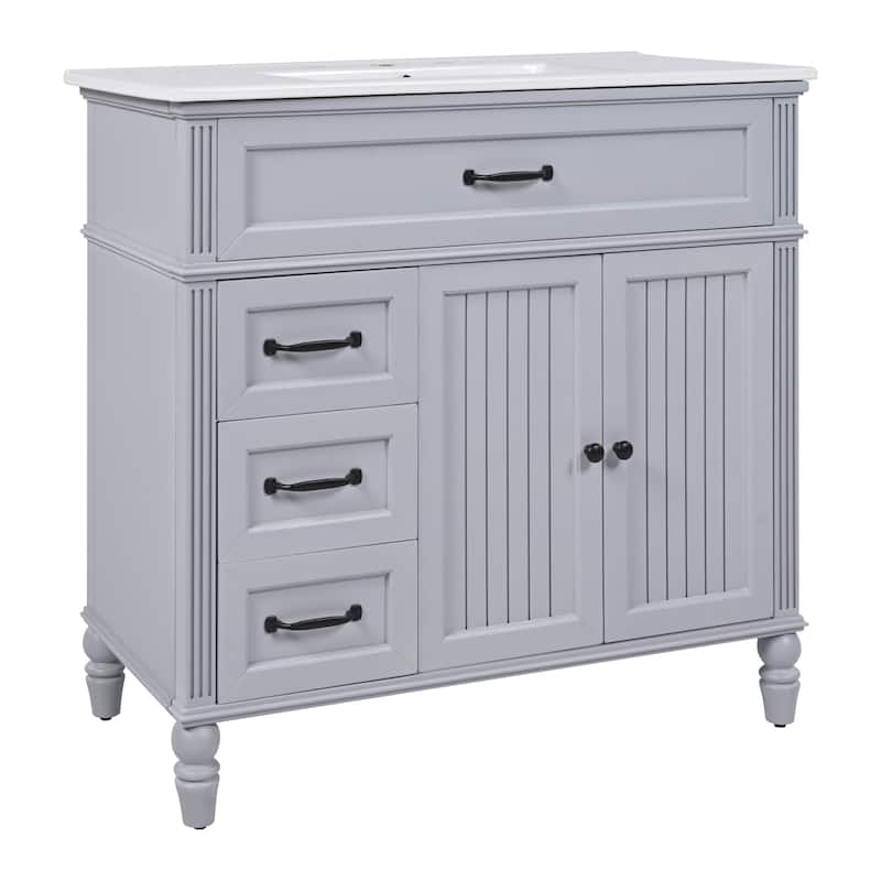 Christopher Knight Home Yvenith 36" Bathroom Vanity with Ceramic Sink - 36.00" Lx 18.5" W x 34.4" H