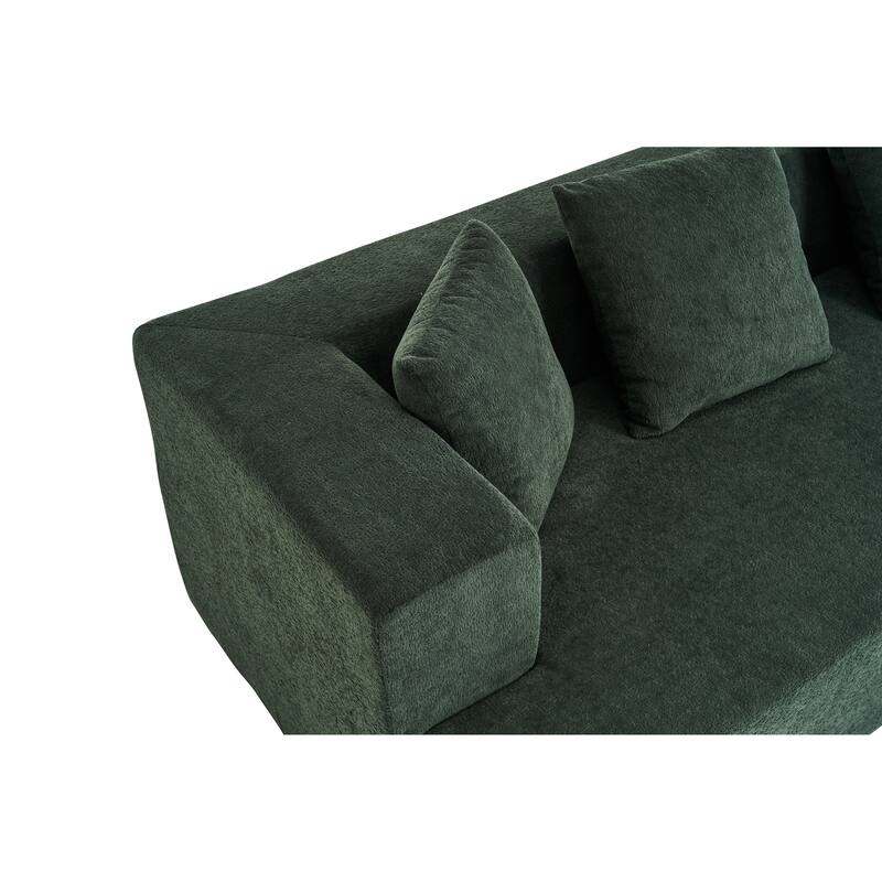 129.5" Chenille Memory Foam Sectional Sofa with Deep Seat, No Installation Required, and Quick Rebound Foam