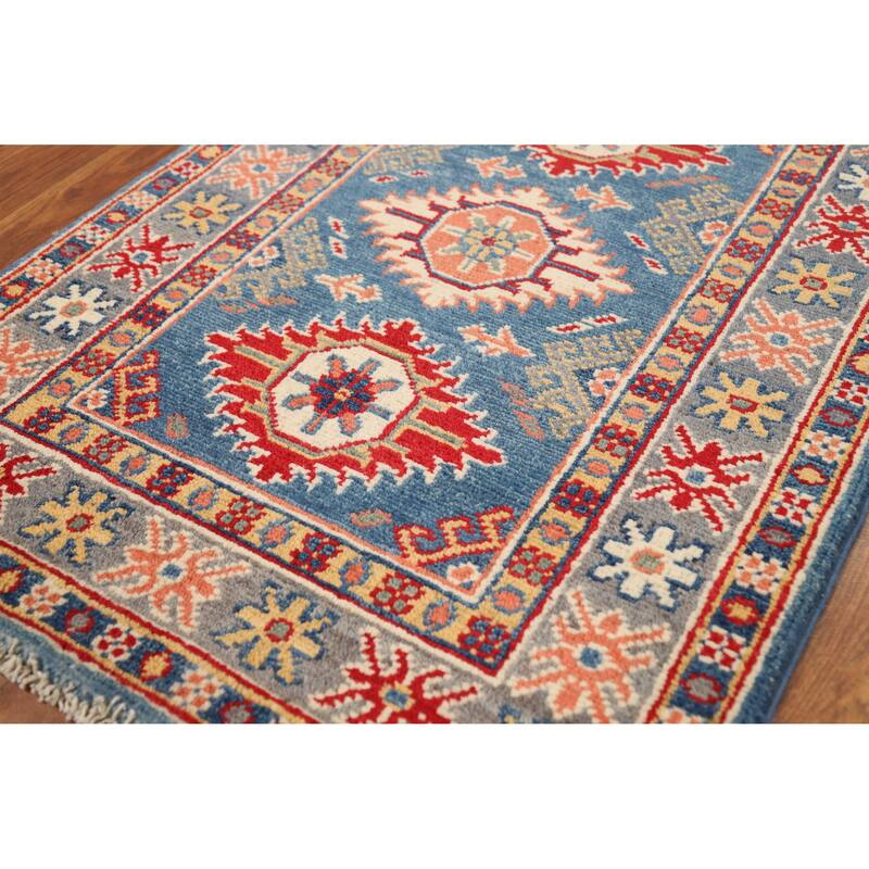 Geometric Kazak Oriental Rug Handmade Foyer Wool Carpet - 2'0"x 3'0"