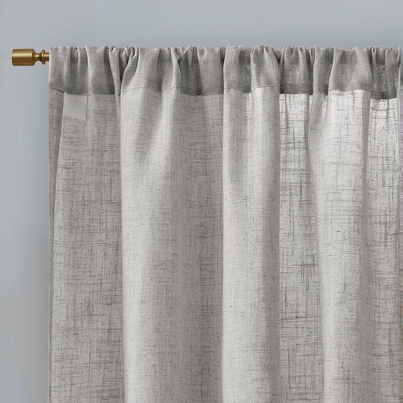 Linen Blend Light Filtering Curtain Panel Pair(2 Pcs Window Panels)