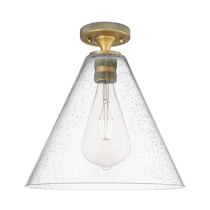 Innovations Lighting 434-1F-10-12 Crown Point Flush Cone Crown Point - Brushed Brass / Seedy
