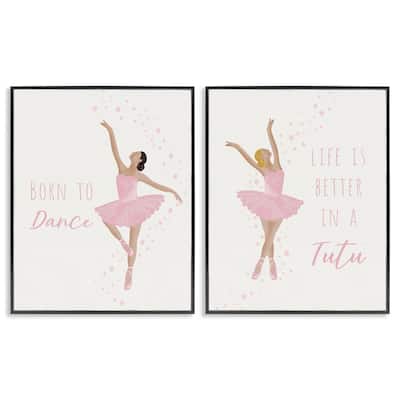 Stupell Inspiring Ballerina Sentiments Framed Giclee Art Design By Chen Alyesh (Set of 2)