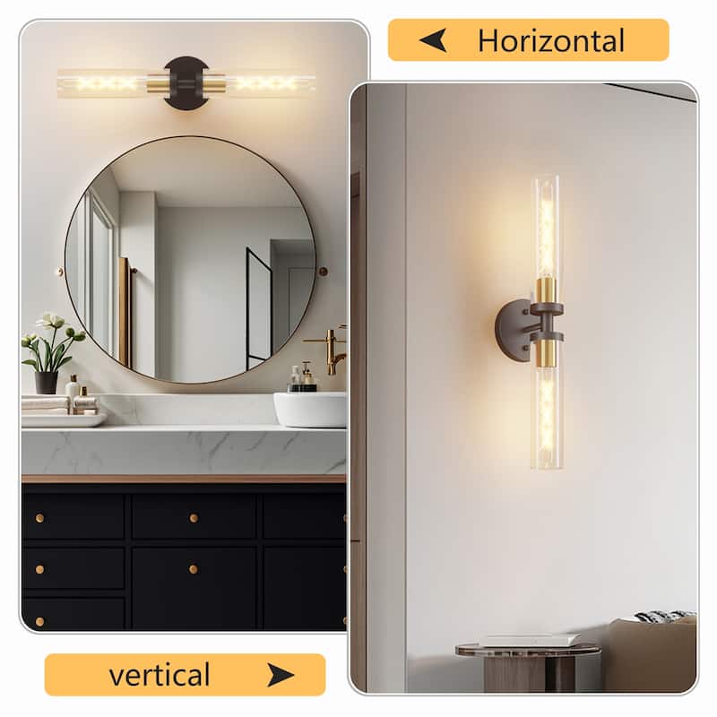 Black and Gold Wall Sconces Set of 2