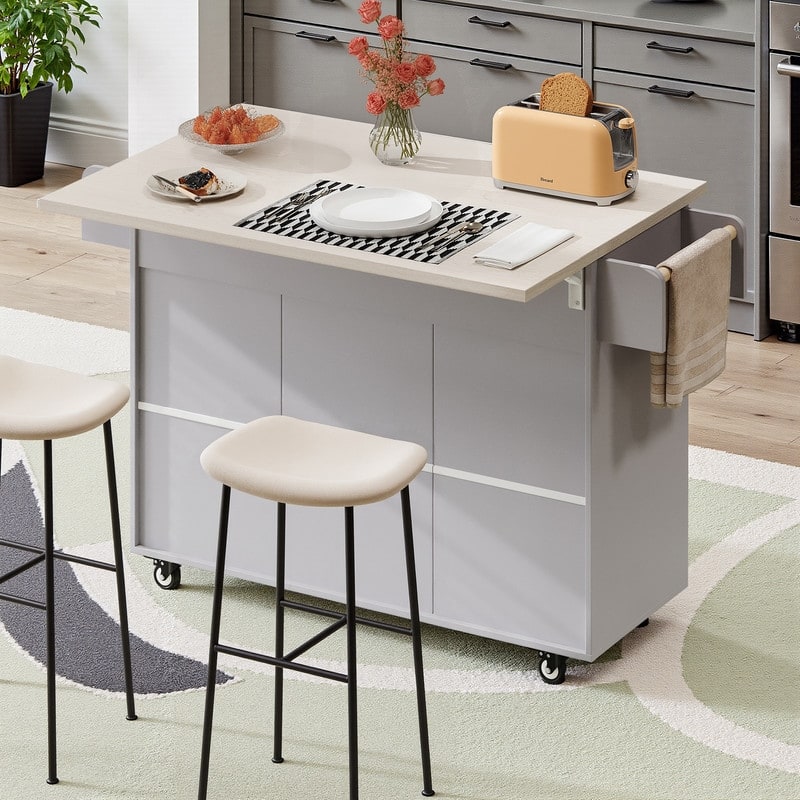 Alger Kitchen Island with Trash Can Storage Cabinet