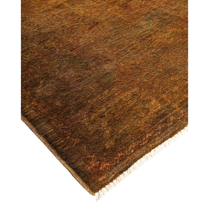 Overton Hand Knotted Wool Vintage Inspired Modern Contemporary Overdyed Yellow Area Rug - 6' 3" x 8' 8"