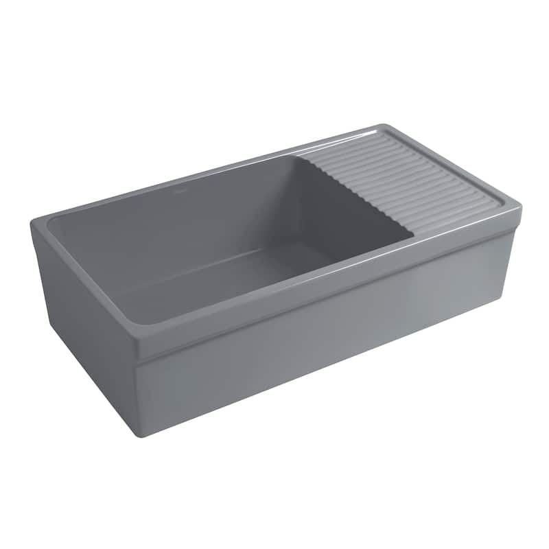 Whitehaus Reversible Matte Fireclay Sink with Integral Drainboard