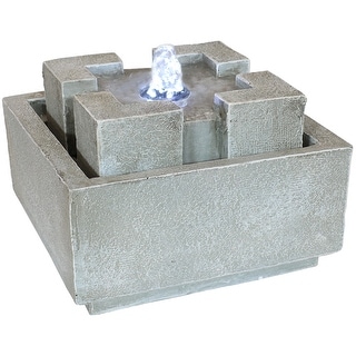 Sunnydaze Square Dynasty Bubbling Indoor Tabletop Fountain - 7-Inch Square