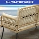 preview thumbnail 2 of 7, Moasis 42.5'' Beige Outdoor Patio Rattan Loveseat with Cushion