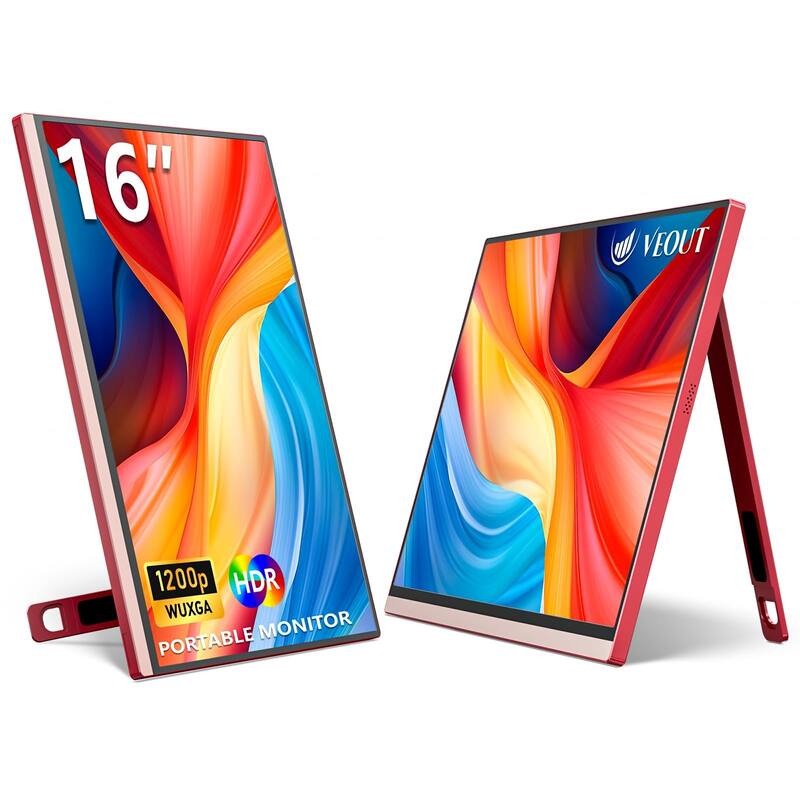 16 Inch Portable Monitor, 1920x1200P IPS Laptop Screen - Red