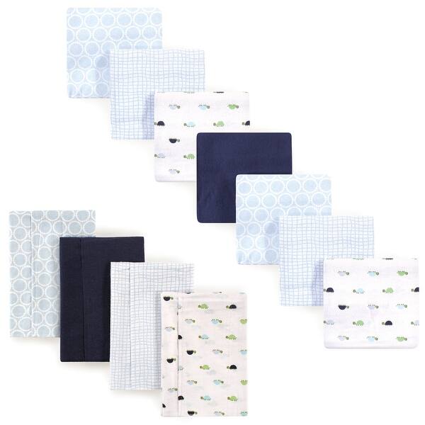 slide 1 of 1, Luvable Friends Infant Boy Cotton Flannel Burp Cloths and Receiving Blankets, 11-Piece, Turtle, One Size - Turtle - One Size