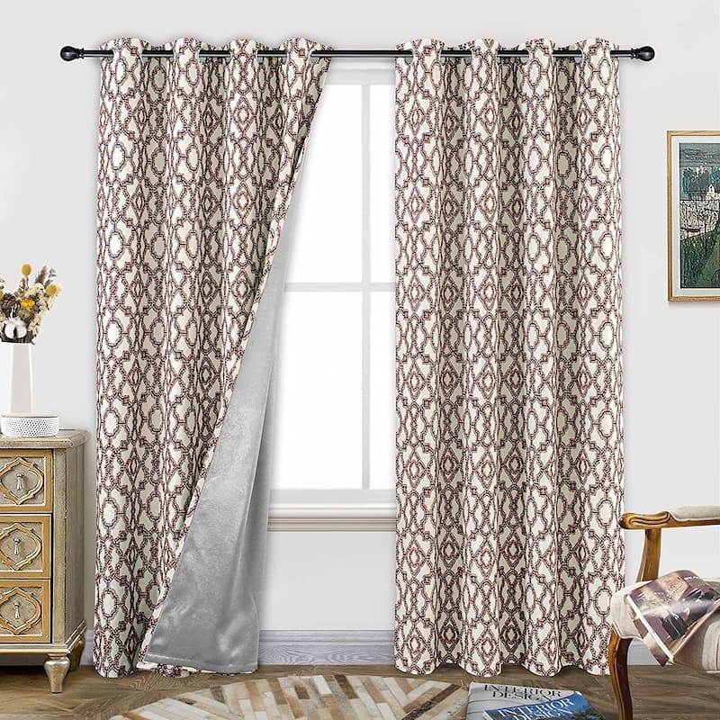 DriftAway Nove Lattice Geometric Pattern Thermal Room Darkening Window Curtain - 52" Width X 84 " Length