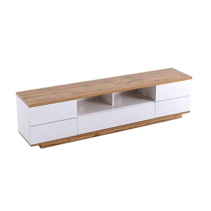 Modern 80-Inch TV Stand, Media Console with Easy-Access Storage & Rebound Doors
