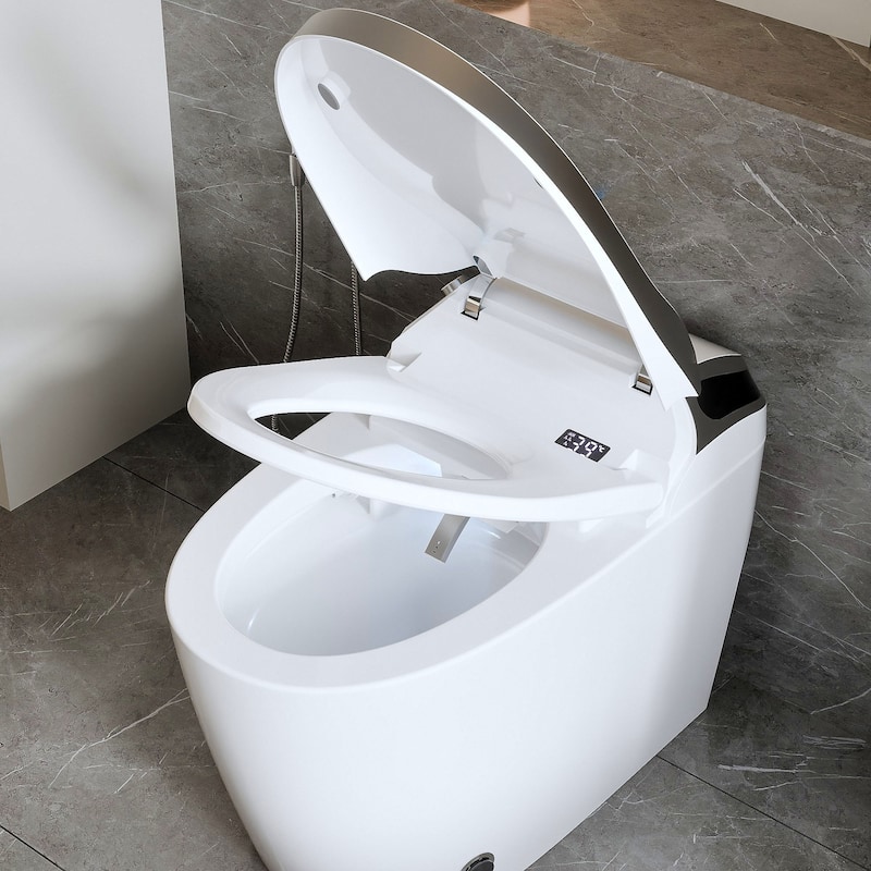 Smart Bidet Toilet: Heated Seat, Hot Water, Rear & Feminine Wash, Foot Flush