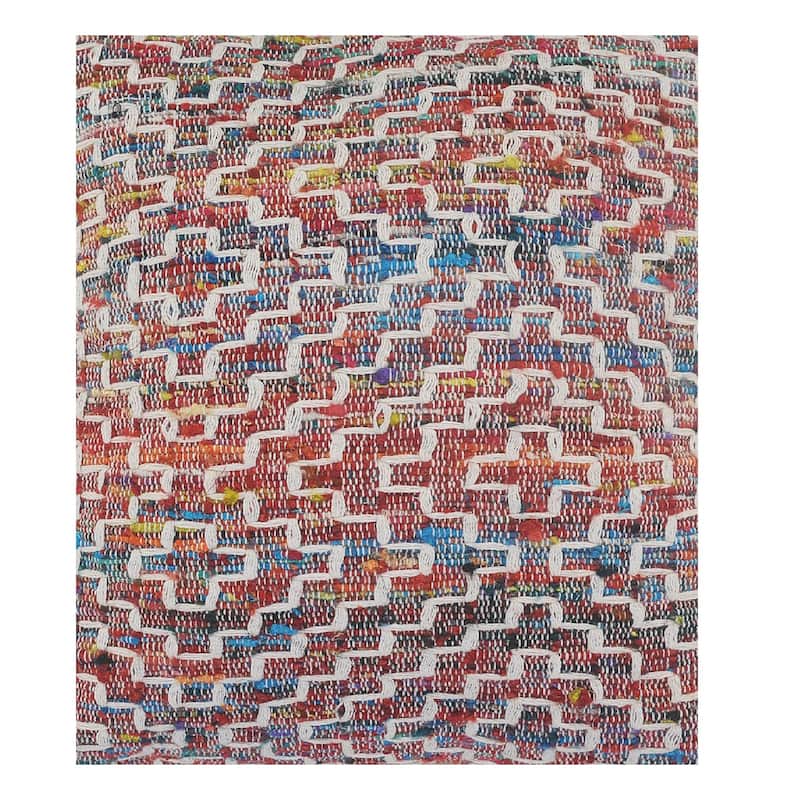 20" Blue and Red Diamonds Chindi Square Throw Pillow