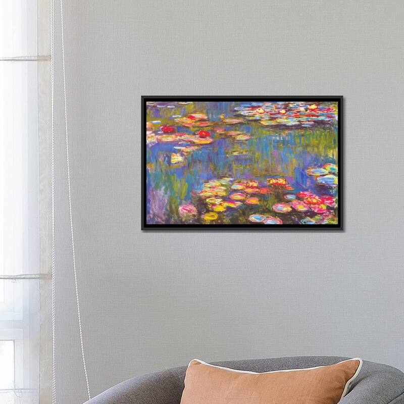 iCanvas "Water Lilies, 1916" by Claude Monet Framed Canvas Print