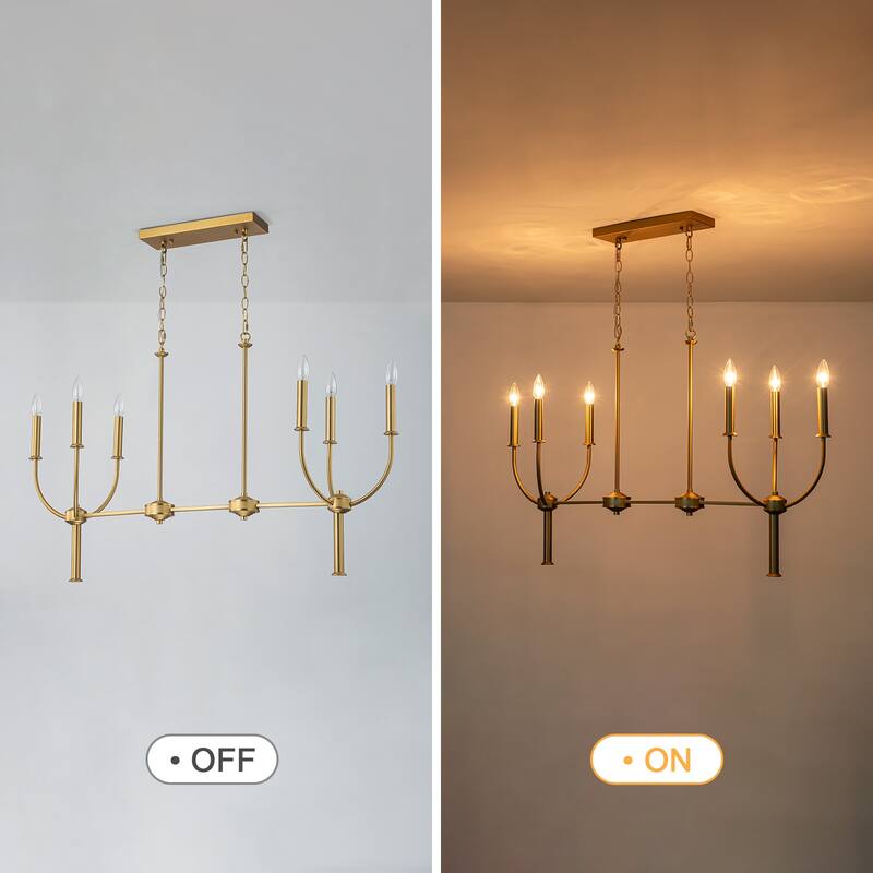 6-Light Farmhouse Large Candle Style Chandelier for Dining Room - W43.3"
