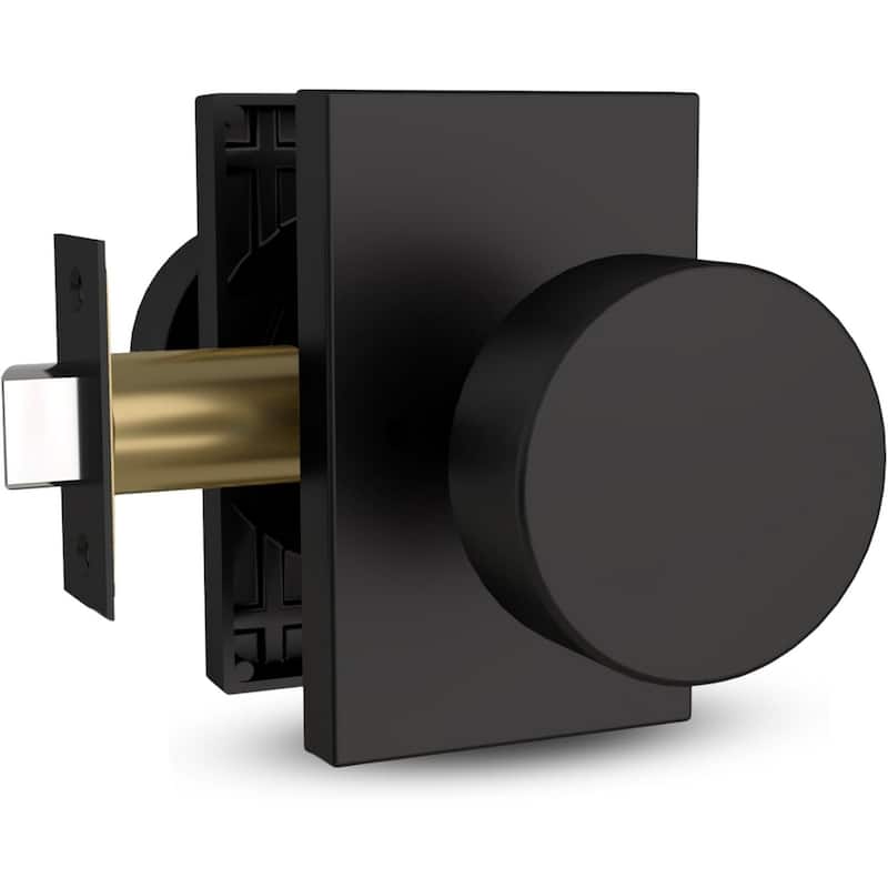 Modern Mega Handles LAURA Keyless Reversible Round Passage Door Knob for Hallway, Closet, Bathroom, Easy Install - Matte Black