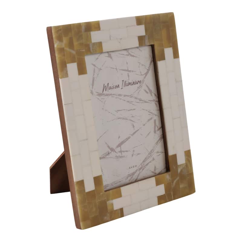Resin Wood Decorative Photo Frame Modern Glam Home Decor - 8" Ivory