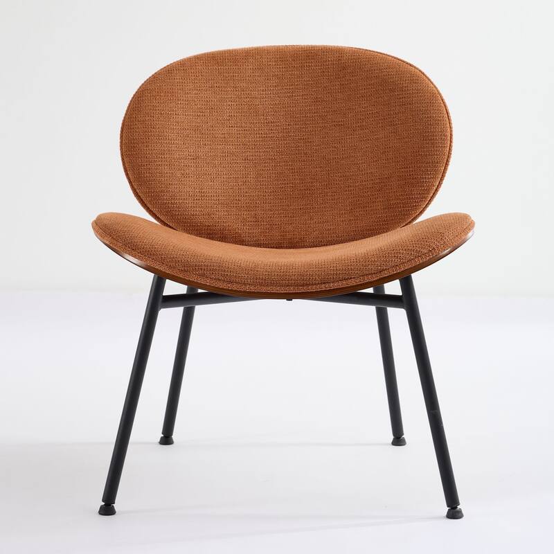 GDF Studio - Shells Mid-Century Modern Fabric Lounge Chair with Walnut Wood Base and Comfortable Curved Backrest