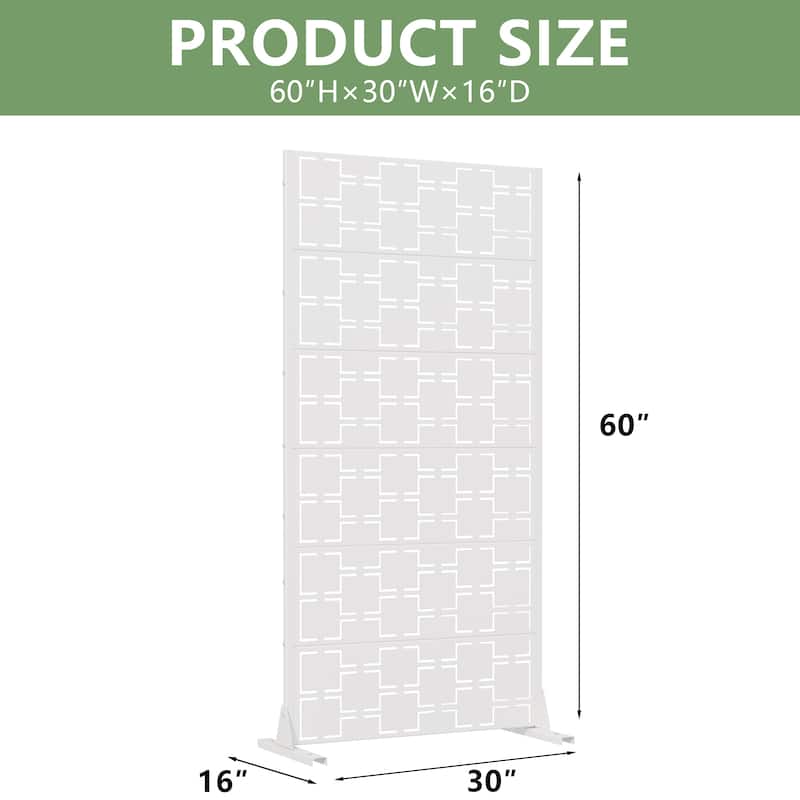 Modern Metal Privacy Screen Outdoor Decorative Partition with Stable Base Hanging Plant-Friendly Panel - 60"H x 30"W