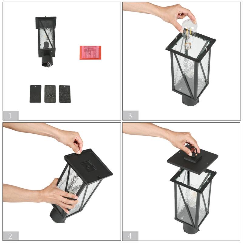 Modern Farmhouse Black 1-Light Outdoor Wall Sconces Glass Post Pendant Lights